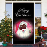Aperturee - Black Pink Santa Claus Merry Christmas Door Cover